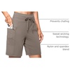 image:imageG Gradual Womens 7 Athletic Hiking Long Shorts with Pockets High Waisted Stretchy Bermuda Shorts for Women Workout CasualStone Grey