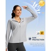 image:imageG Gradual Womens Sun Protection Lightweight Athletic Jacket Zip Up Jacket  UPF 50 4 Pockets Breathable Stretchy Quick Dry Raglan Long sleevesThumb Hole Workout Running Sun Cover Up ShirtLight Grey