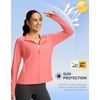 image:imageG Gradual Womens Sun Protection Lightweight Athletic Jacket Zip Up Jacket  UPF 50 4 Pockets Breathable Stretchy Quick Dry Raglan Long sleevesThumb Hole Workout Running Sun Cover Up ShirtPink Coral