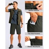 image:imageMens Casual Shorts 9 Lightweight Golf Zipper Pockets Stretch Shorts  Breathable QuickDry Hiking Travel Work Summer ShortsDark Olive
