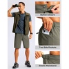 image:imageMens Casual Shorts 9 Lightweight Golf Zipper Pockets Stretch Shorts  Breathable QuickDry Hiking Travel Work Summer ShortsGrey Green