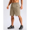 image:imageMens Casual Shorts 9 Lightweight Golf Zipper Pockets Stretch Shorts  Breathable QuickDry Hiking Travel Work Summer ShortsLight Khaki