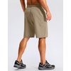 image:imageMens Casual Shorts 9 Lightweight Golf Zipper Pockets Stretch Shorts  Breathable QuickDry Hiking Travel Work Summer ShortsLight Khaki