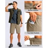 image:imageMens Casual Shorts 9 Lightweight Golf Zipper Pockets Stretch Shorts  Breathable QuickDry Hiking Travel Work Summer ShortsLight Khaki