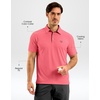 image:imageMens Golf Shirt Dry Fit Short Sleeve Polos Athletic Polo Shirts for Men  Moisture Wicking CoolTouch 4Way Stretch UPF50 Contrast Collar Tagless Comfort for Tennis Pickleball Active CasualPink