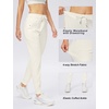 image:imageWomens Joggers with Zipper Pockets Tapered Athletic Pants for Women  Stretchy Lounge Jogging Workout Soft Elastic Waistband Drawstring Cuffed AnkleBeige
