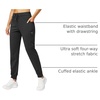 image:imageWomens Joggers with Zipper Pockets Tapered Athletic Pants for Women  Stretchy Lounge Jogging Workout Soft Elastic Waistband Drawstring Cuffed AnkleBlack