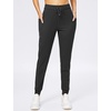 image:imageWomens Joggers with Zipper Pockets Tapered Athletic Pants for Women  Stretchy Lounge Jogging Workout Soft Elastic Waistband Drawstring Cuffed AnkleBlack