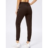 image:imageWomens Joggers with Zipper Pockets Tapered Athletic Pants for Women  Stretchy Lounge Jogging Workout Soft Elastic Waistband Drawstring Cuffed AnkleBrown