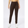 image:imageWomens Joggers with Zipper Pockets Tapered Athletic Pants for Women  Stretchy Lounge Jogging Workout Soft Elastic Waistband Drawstring Cuffed AnkleBrown