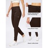 image:imageWomens Joggers with Zipper Pockets Tapered Athletic Pants for Women  Stretchy Lounge Jogging Workout Soft Elastic Waistband Drawstring Cuffed AnkleBrown