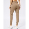 image:imageWomens Joggers with Zipper Pockets Tapered Athletic Pants for Women  Stretchy Lounge Jogging Workout Soft Elastic Waistband Drawstring Cuffed AnkleDark Khaki