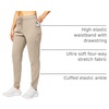 image:imageWomens Joggers with Zipper Pockets Tapered Athletic Pants for Women  Stretchy Lounge Jogging Workout Soft Elastic Waistband Drawstring Cuffed AnkleKhaki
