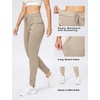 image:imageWomens Joggers with Zipper Pockets Tapered Athletic Pants for Women  Stretchy Lounge Jogging Workout Soft Elastic Waistband Drawstring Cuffed AnkleKhaki