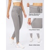 image:imageWomens Joggers with Zipper Pockets Tapered Athletic Pants for Women  Stretchy Lounge Jogging Workout Soft Elastic Waistband Drawstring Cuffed AnkleLight Grey