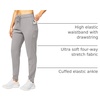 image:imageWomens Joggers with Zipper Pockets Tapered Athletic Pants for Women  Stretchy Lounge Jogging Workout Soft Elastic Waistband Drawstring Cuffed AnkleLight Grey