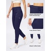 image:imageWomens Joggers with Zipper Pockets Tapered Athletic Pants for Women  Stretchy Lounge Jogging Workout Soft Elastic Waistband Drawstring Cuffed AnkleNavy