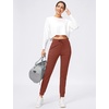 image:imageWomens Joggers with Zipper Pockets Tapered Athletic Pants for Women  Stretchy Lounge Jogging Workout Soft Elastic Waistband Drawstring Cuffed AnkleSavannah Red