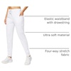 image:imageWomens Joggers with Zipper Pockets Tapered Athletic Pants for Women  Stretchy Lounge Jogging Workout Soft Elastic Waistband Drawstring Cuffed AnkleWhite