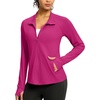 image:imageG Gradual Womens Sun Protection Lightweight Athletic Jacket Zip Up Jacket  UPF 50 4 Pockets Breathable Stretchy Quick Dry Raglan Long sleevesThumb Hole Workout Running Sun Cover Up ShirtRose