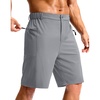 image:imageMens Casual Shorts 9 Lightweight Golf Zipper Pockets Stretch Shorts  Breathable QuickDry Hiking Travel Work Summer ShortsCloudy Grey