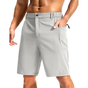 image:imageMens Casual Shorts 9 Lightweight Golf Zipper Pockets Stretch Shorts  Breathable QuickDry Hiking Travel Work Summer ShortsBright Grey
