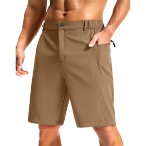 image:imageMens Casual Shorts 9 Lightweight Golf Zipper Pockets Stretch Shorts  Breathable QuickDry Hiking Travel Work Summer ShortsDark Khaki