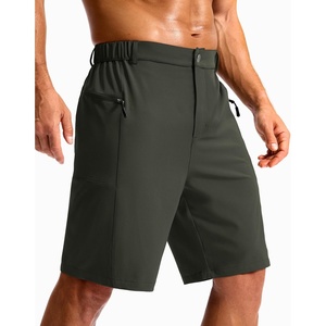image:imageMens Casual Shorts 9 Lightweight Golf Zipper Pockets Stretch Shorts  Breathable QuickDry Hiking Travel Work Summer ShortsDark Olive