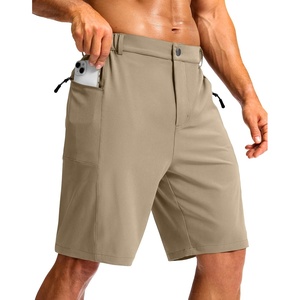image:imageMens Casual Shorts 9 Lightweight Golf Zipper Pockets Stretch Shorts  Breathable QuickDry Hiking Travel Work Summer ShortsLight Khaki
