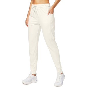 image:imageWomens Joggers with Zipper Pockets Tapered Athletic Pants for Women  Stretchy Lounge Jogging Workout Soft Elastic Waistband Drawstring Cuffed AnkleBeige