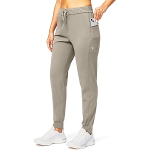 image:imageWomens Joggers with Zipper Pockets Tapered Athletic Pants for Women  Stretchy Lounge Jogging Workout Soft Elastic Waistband Drawstring Cuffed AnkleCarbon Dust