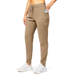 image:imageWomens Joggers with Zipper Pockets Tapered Athletic Pants for Women  Stretchy Lounge Jogging Workout Soft Elastic Waistband Drawstring Cuffed AnkleDark Khaki