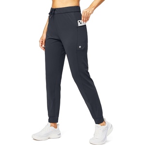 image:imageWomens Joggers with Zipper Pockets Tapered Athletic Pants for Women  Stretchy Lounge Jogging Workout Soft Elastic Waistband Drawstring Cuffed AnkleDark Grey