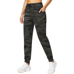 image:imageWomens Joggers with Zipper Pockets Tapered Athletic Pants for Women  Stretchy Lounge Jogging Workout Soft Elastic Waistband Drawstring Cuffed AnkleGreen Camo