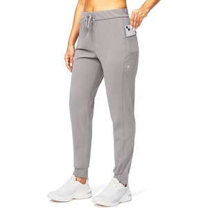 image:imageWomens Joggers with Zipper Pockets Tapered Athletic Pants for Women  Stretchy Lounge Jogging Workout Soft Elastic Waistband Drawstring Cuffed AnkleLight Grey