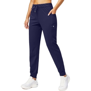 image:imageWomens Joggers with Zipper Pockets Tapered Athletic Pants for Women  Stretchy Lounge Jogging Workout Soft Elastic Waistband Drawstring Cuffed AnkleNavy