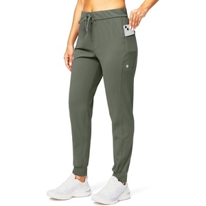 image:imageWomens Joggers with Zipper Pockets Tapered Athletic Pants for Women  Stretchy Lounge Jogging Workout Soft Elastic Waistband Drawstring Cuffed AnkleSage Grey