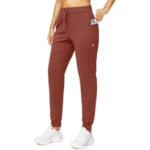 image:imageWomens Joggers with Zipper Pockets Tapered Athletic Pants for Women  Stretchy Lounge Jogging Workout Soft Elastic Waistband Drawstring Cuffed AnkleSavannah Red