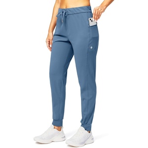 image:imageWomens Joggers with Zipper Pockets Tapered Athletic Pants for Women  Stretchy Lounge Jogging Workout Soft Elastic Waistband Drawstring Cuffed AnkleSlate Blue