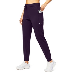 image:imageWomens Joggers with Zipper Pockets Tapered Athletic Pants for Women  Stretchy Lounge Jogging Workout Soft Elastic Waistband Drawstring Cuffed AnkleVintage Purple