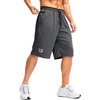 image:imageG Gradual Mens Long Basketball Shorts with Zipper Pocket 911 Quick Dry Gym Shorts Lightweight Athletic Shorts for MenDark Gray