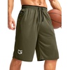 image:imageG Gradual Mens Long Basketball Shorts with Zipper Pocket 911 Quick Dry Gym Shorts Lightweight Athletic Shorts for MenDark Olive