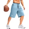 image:imageG Gradual Mens Long Basketball Shorts with Zipper Pocket 911 Quick Dry Gym Shorts Lightweight Athletic Shorts for MenLight Blue