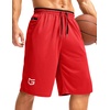 image:imageG Gradual Mens Long Basketball Shorts with Zipper Pocket 911 Quick Dry Gym Shorts Lightweight Athletic Shorts for MenRed