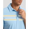image:imageMens Golf Polo Shirts Dry Fit Moisture Wicking Performance Short Sleeve  Regular Fit 3 Button Collared Shirts Sun Protection Lightweight Breathable Pique Fabric Athletic Work Smart Casual PoloLight Blue Stripes