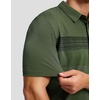 image:imageMens Golf Polo Shirts Dry Fit Moisture Wicking Performance Short Sleeve  Regular Fit 3 Button Collared Shirts Sun Protection Lightweight Breathable Pique Fabric Athletic Work Smart Casual PoloBdark Green Stripe