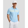 image:imageMens Golf Polo Shirts Dry Fit Moisture Wicking Performance Short Sleeve  Regular Fit 3 Button Collared Shirts Sun Protection Lightweight Breathable Pique Fabric Athletic Work Smart Casual PoloLight Blue Stripes