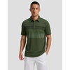 image:imageMens Golf Polo Shirts Dry Fit Moisture Wicking Performance Short Sleeve  Regular Fit 3 Button Collared Shirts Sun Protection Lightweight Breathable Pique Fabric Athletic Work Smart Casual PoloBdark Green Stripe