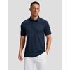 image:imageMens Golf Polo Shirts Dry Fit Moisture Wicking Performance Short Sleeve  Regular Fit 3 Button Collared Shirts Sun Protection Lightweight Breathable Pique Fabric Athletic Work Smart Casual PoloBnavy Coloured Lines