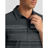image:imageMens Golf Polo Shirts Dry Fit Moisture Wicking Performance Short Sleeve  Regular Fit 3 Button Collared Shirts Sun Protection Lightweight Breathable Pique Fabric Athletic Work Smart Casual PoloDeep Grey Stripes
